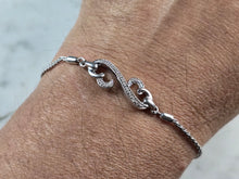 Load image into Gallery viewer, Womens Vintage Estate Sterling Silver Open Heart Diamond Bracelet 8.1g E1946