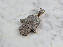 Load image into Gallery viewer, Vintage Estate 10K Gold Jewish Judaica Hamsa Pave Diamond Pendant, 5.9g E1951