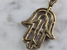 Load image into Gallery viewer, Vintage Estate 10K Gold Jewish Judaica Hamsa Pave Diamond Pendant, 5.9g E1951