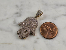 Load image into Gallery viewer, Vintage Estate 10K Gold Jewish Judaica Hamsa Pave Diamond Pendant, 5.9g E1951