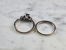 Load image into Gallery viewer, Womens Vintage Estate 10K White &amp; Rose Gold Diamond Ring Set, 5.5g E1953