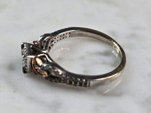 Load image into Gallery viewer, Womens Vintage Estate 10K White &amp; Rose Gold Diamond Ring Set, 5.5g E1953