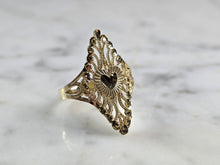 Load image into Gallery viewer, Womens 10K Yellow Gold Modernist Filigree Heart Ring 1.7g E1964