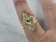 Load image into Gallery viewer, Womens 10K Yellow Gold Modernist Filigree Heart Ring 1.7g E1964
