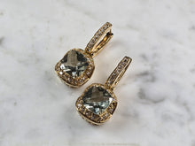 Load image into Gallery viewer, Womens Estate Sterling Silver Gold Tone Green Amethyst Earrings 15.1g E1971