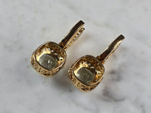 Load image into Gallery viewer, Womens Estate Sterling Silver Gold Tone Green Amethyst Earrings 15.1g E1971