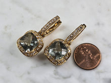 Load image into Gallery viewer, Womens Estate Sterling Silver Gold Tone Green Amethyst Earrings 15.1g E1971