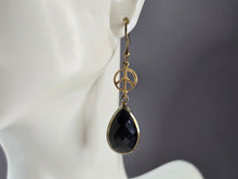Load image into Gallery viewer, Womens Estate Sterling Silver Gold Tone Onyx Peace Earrings 6.0g E1972