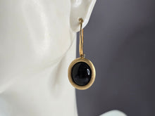 Load image into Gallery viewer, Womens Estate Sterling Silver Gold Tone Onyx Modernist Earrings 7.0g E1973