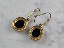 Load image into Gallery viewer, Womens Estate Sterling Silver Gold Tone Onyx Modernist Earrings 7.0g E1973