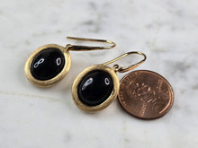 Load image into Gallery viewer, Womens Estate Sterling Silver Gold Tone Onyx Modernist Earrings 7.0g E1973