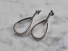 Load image into Gallery viewer, Womens Estate Sterling Silver CZ Tear Drop Earrings 4.9g E1977