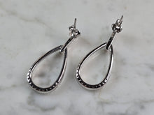 Load image into Gallery viewer, Womens Estate Sterling Silver CZ Tear Drop Earrings 4.9g E1977