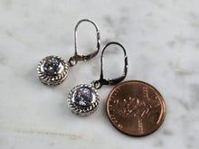 Load image into Gallery viewer, Womens Estate Sterling Silver CZ Dangle Earrings 3.8g E1978