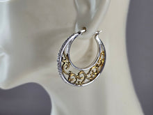 Load image into Gallery viewer, Womens Estate Sterling Silver Gold Tone Hoop Modernist Earrings 10.8g E1985
