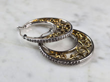 Load image into Gallery viewer, Womens Estate Sterling Silver Gold Tone Hoop Modernist Earrings 10.8g E1985
