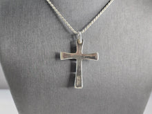 Load image into Gallery viewer, Womens Vintage Sterling Silver Turquoise Iule Cross Pendant Necklace 13.5g E1985