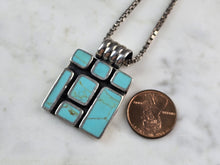 Load image into Gallery viewer, Womens Vintage Estate Sterling Silver Turquoise Pendant &amp; Necklace 24.3g E1986