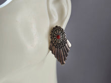 Load image into Gallery viewer, Womens Estate Sterling Silver Southwestern Coral Earrings 3.7g E1992