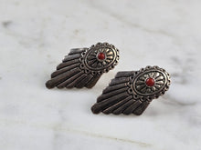 Load image into Gallery viewer, Womens Estate Sterling Silver Southwestern Coral Earrings 3.7g E1992
