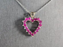 Load image into Gallery viewer, Womens Vintage Estate Sterling Silver Ruby Heart Pendant &amp; Necklace 6.0g E1994