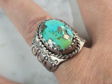 Load image into Gallery viewer, Men Women Vintage Estate Sterling Silver Southwestern Turquoise Ring 16.2g E1999