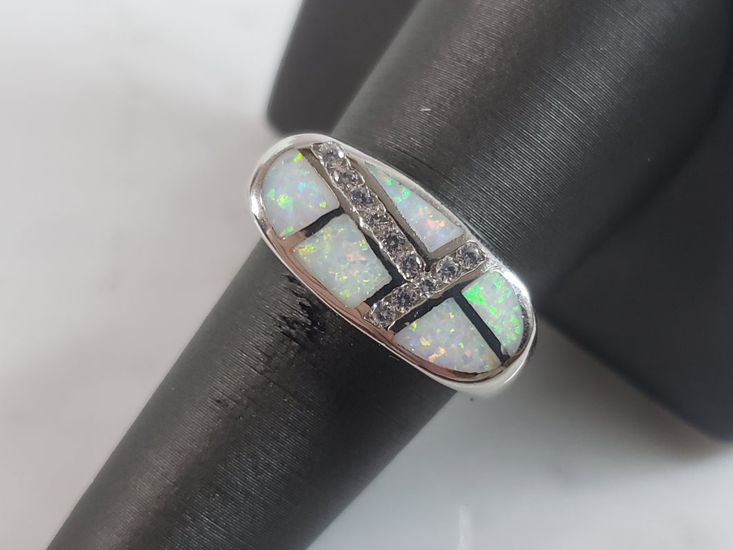 Womens Estate Sterling Silver Modernist Opal Ring 6.2g E2113