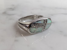 Load image into Gallery viewer, Womens Estate Sterling Silver Modernist Opal Ring 6.2g E2113
