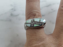 Load image into Gallery viewer, Womens Estate Sterling Silver Modernist Opal Ring 6.2g E2113
