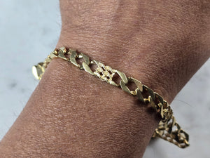 Mens Vintage Estate 14K Yellow Gold Chain Bracelet 20.3g E2189
