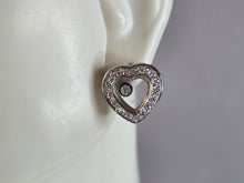 Load image into Gallery viewer, Womens Vintage Estate Sterling Silver CZ Heart Earrings 5.8g E2239