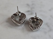 Load image into Gallery viewer, Womens Vintage Estate Sterling Silver CZ Heart Earrings 5.8g E2239