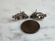 Load image into Gallery viewer, Womens Vintage Estate Sterling Silver Multi Stone Earrings 3.6g E2252
