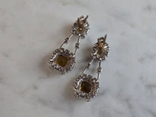 Load image into Gallery viewer, Womens Estate Sterling Silver Citrine Stud Dangle Earrings 3.7g E2264