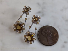 Load image into Gallery viewer, Womens Estate Sterling Silver Citrine Stud Dangle Earrings 3.7g E2264