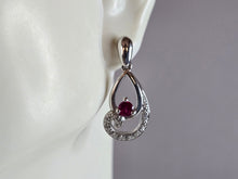 Load image into Gallery viewer, Womens Vintage Estate Sterling Silver Modernist Ruby CZ Stud Earrings 3.7g E2265