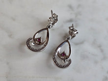 Load image into Gallery viewer, Womens Vintage Estate Sterling Silver Modernist Ruby CZ Stud Earrings 3.7g E2265