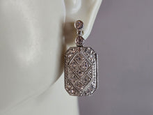 Load image into Gallery viewer, Womens Vintage Estate Sterling Silver Modernist CZ Earrings 7.2g E2266