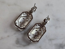 Load image into Gallery viewer, Womens Vintage Estate Sterling Silver Modernist CZ Earrings 7.2g E2266