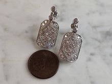 Load image into Gallery viewer, Womens Vintage Estate Sterling Silver Modernist CZ Earrings 7.2g E2266