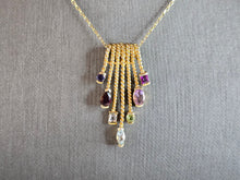 Load image into Gallery viewer, Womens Estate Sterling Silver Gold Tone Modernist Pendant Necklace 6.6g E2284