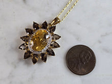 Load image into Gallery viewer, Womens Sterling Silver Necklace w/ Citrine Stone Pendant 7.9g E2293