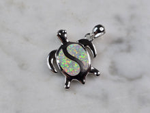Load image into Gallery viewer, Womens Sterling Silver Opal Sea Turtle Pendant 3.1g E2304