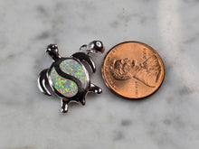 Load image into Gallery viewer, Womens Sterling Silver Opal Sea Turtle Pendant 3.1g E2304