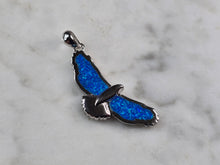 Load image into Gallery viewer, Womens Sterling Silver Blue Opal Seagull Bird Pendant 4.3g E2312