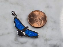 Load image into Gallery viewer, Womens Sterling Silver Blue Opal Seagull Bird Pendant 4.3g E2312