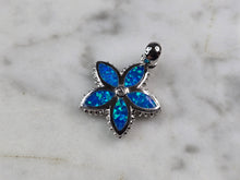 Load image into Gallery viewer, Womens Sterling Silver Blue Opal Hawaiian Flower Pendant 3.0g E2314