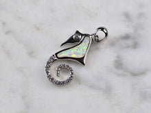 Load image into Gallery viewer, Womens Sterling Silver Opal Seahorse Pendant 2.7g E2315