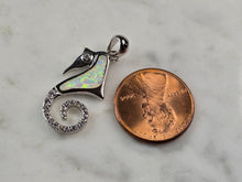 Load image into Gallery viewer, Womens Sterling Silver Opal Seahorse Pendant 2.7g E2315