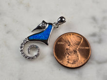 Load image into Gallery viewer, Womens Sterling Silver Blue Opal Seahorse Pendant 2.7g E2316
